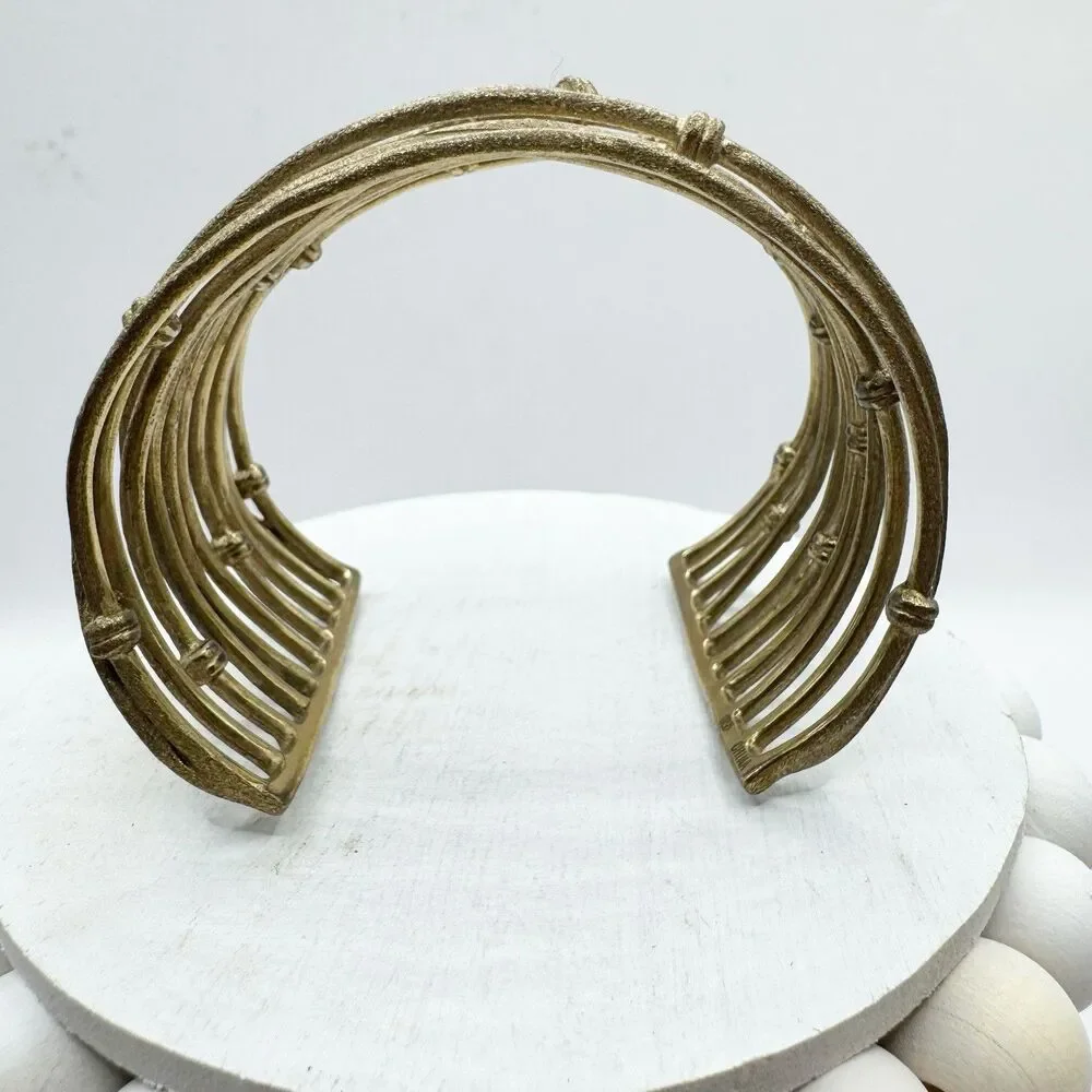 Rivka Friedman 18K Gold Clad Wrapped Mina Cuff Knotted Statement Bracelet